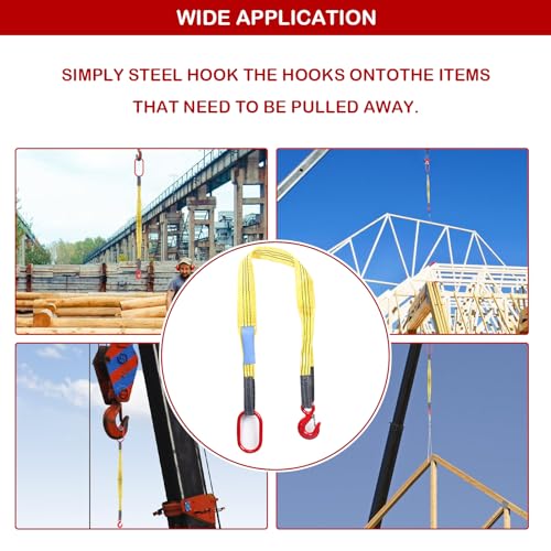 Lifting Sling Heavy Duty Web Sling with G80 Hook | 4.92 Ft Length, 6600 Lbs Max Load, Heavy Duty Industrial Polyester Webbing, Ideal for Cargo Hoist & Construction Lifting - size: 4.92FT