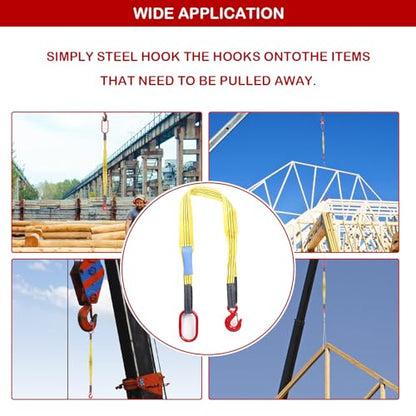 Lifting Sling Heavy Duty Web Sling with G80 Hook | 4.92 Ft Length, 6600 Lbs Max Load, Heavy Duty Industrial Polyester Webbing, Ideal for Cargo Hoist & Construction Lifting - size: 4.92FT
