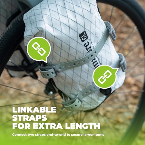 2-Pack Stiff TPU Utility Straps, 80kgf for Bike Moto Ski | 8-Figure Lock, 360° Wrap, Rigid TPU,-40~140°F, Connectable, Grey - color: Berry red