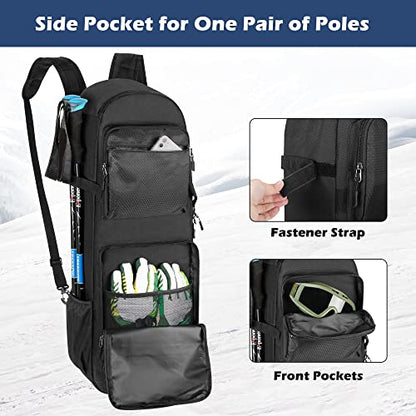 DSLEAF 25”-30” Snow Shoes Bag, Snowshoes Backpack with Pockets, Bag Only | Water-resistant Main Space, Internal Adjustable Fixed Buckle Straps, Easy-carry Handle and Padded Shoulder Straps