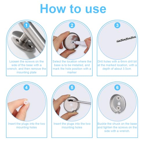15pcs Towel Bar Replacement Parts Set kit, Stainless Steel Shower Bathroom Towel Bar Mounting Hardware with Round and Square Base Screws Wrench for Bathroom