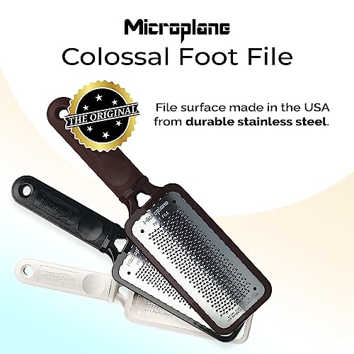 Microplane Colossal Foot File Scraper - The Original Stainless Steel Foot Rasp, Dead Skin/Callus Remover for Feet, Gentle Foot Scrubber, Pedicure Tools for Salon-Quality Foot Care, Brown - style: Brown