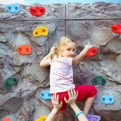 25 Rock Climbing Holds for Kids Climber With Hardware, Wall Holds and Grips for Indoor and Outdoor Playground Play Set