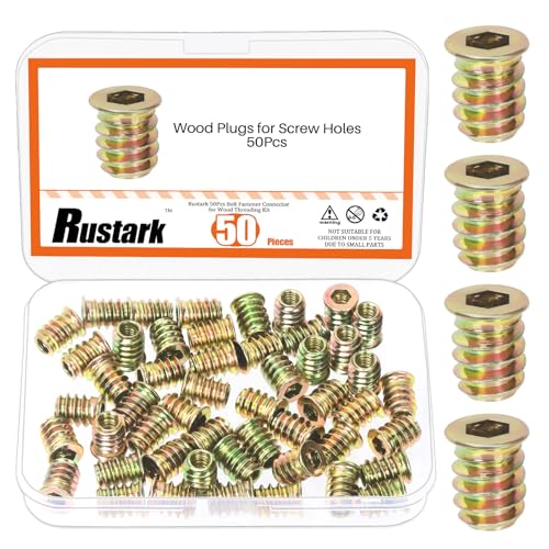50Pcs M6x15mm Yellow Zinc Threaded Insert Nuts Assortment Kit Metric Hex Socket Drive Metal Bolt Wood Inserts Bolt Nut Insert for Wood Products Furniture - style: yellow zinc 6x15MM threaded inserts nuts