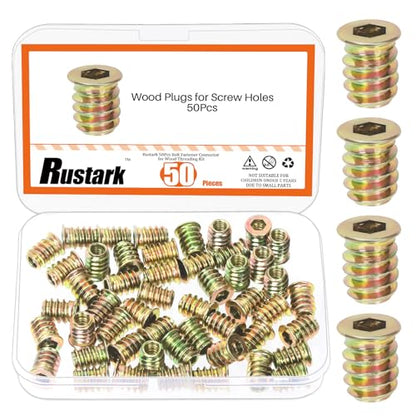 50Pcs M6x15mm Yellow Zinc Threaded Insert Nuts Assortment Kit Metric Hex Socket Drive Metal Bolt Wood Inserts Bolt Nut Insert for Wood Products Furniture - style: yellow zinc 6x15MM threaded inserts nuts