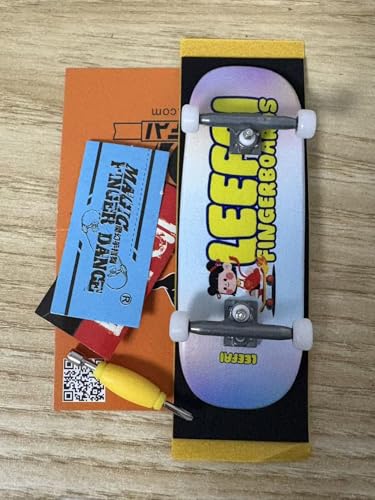 LEEFAI Pro Fingerboard Complete, Pre-Assembled Finger Skateboard Setup Canadian Maple Wood Deck Measure 34x96mm, Boxy Shape (Skate Girl)