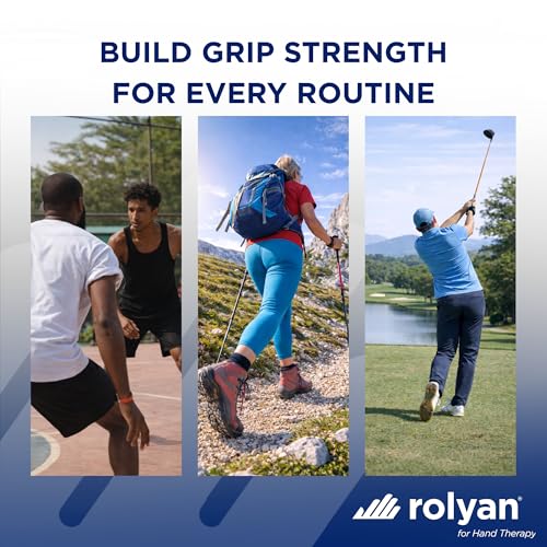 Rolyan Ergonomic Hand Exerciser with Padded Handle, Adjustable Squeeze Tool, 4 Pairs of Rubber Bands for Progressive Resistance, Improves Hand Grip Strength in Fingers, Hand, & Thumb, Black - color: Black, style: Padded Handle