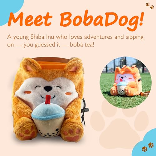 Rock Climbing Chalk Bag + Refillable Ball – Boba Dog Plush Animal Bag - style: Chalk Bag + Refillable Chalk Ball