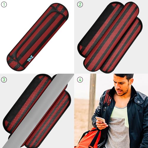 ZINZ Universal Shoulder Pad with Ultra Thick Cushion for Bag Luggage Bag Crossbody, Plus Long & Anti-Slip & Breathable,Black-Red-Black Stripes - color: Black-red-black Stripes