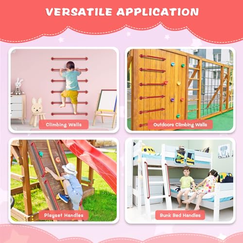 SELEWARE 42" Red Metal Playground Handles Playset Grab Bars Ladder Handle | 500LB 2Pcs Heavy Duty Steel Kids Playground Handles for Indoor/Outdoor Ladder Handrail Swing Set Treehouse Rock Climbing Wall - color: E: 42"-2 Pcs-red