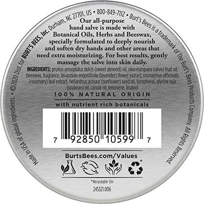 Burt's Bees Hand Skin Care, Moisturing Balm, Salve for Dry Skin with Beeswax, 100% Natural, 3 Ounce