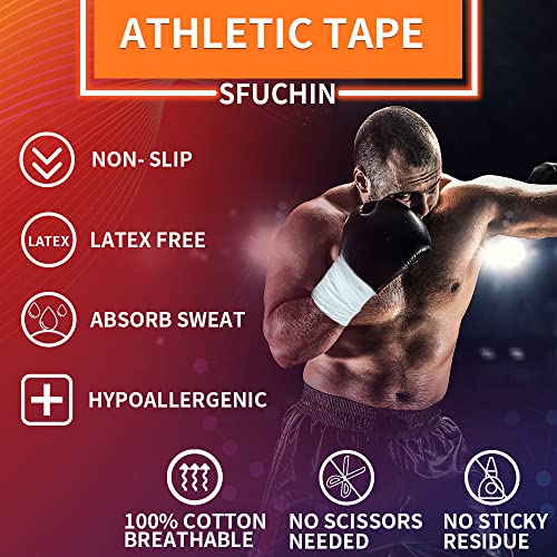 1.5" 90 Feets Athletic Tape - Sport Tape - Medical Tape - Ankle Tape Strong Easy Tear NO Sticky Residue for Wrist Arms Legs Baseball Soccer Football Golf Climbing Boxing Hockey Stick Bat