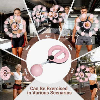 Arm Workout Equipment, 360° Shoulder Reliever Ball Swing, Upper Body Workout Equipment Rotating Cordless Battle Rope Arm Trainer for Forearm, Chest, Shoulder & Wrist Strength for Men & Women - Pink - style: Pink