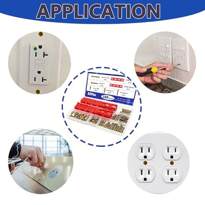 168pcs Bronze Wall Plate Screws & Outlet Spacers Kits, 3/8", 9/16", 3/4", 1", 1.2" Outlet Screws 6-32 and Receptacle Spacers for Switch Electrical Box - color: Bronze+Red, size: 3/8", 9/16", 3/4", 1", 1.2"