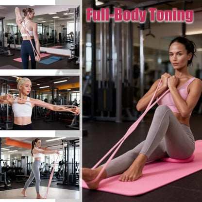 Figure 8 Resistance Band for Women, 8 Shaped Resistance Bands with Handles, Shoulder Back Arm Bands for Workout - color: pink