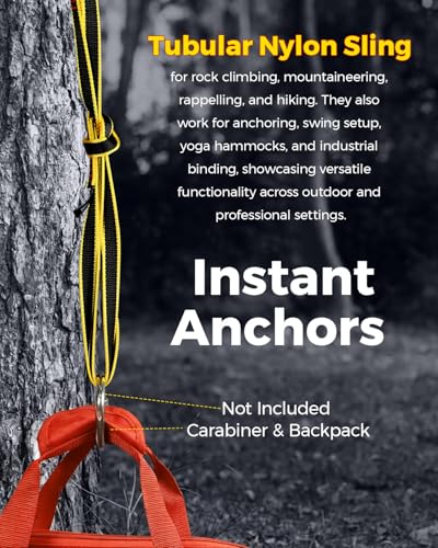20mm Nylon Climbing Sling Runner 22kN / 4950lbf CE UIAA Certified | Rock Climbing Webbing Straps for Outdoor Climbing, Rappelling, Swing, Mountaineering & Emergency Anchoring - size: 20MM+60CM (6pcs)