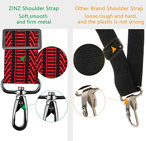 ZINZ Shoulder Strap 58" Ultra-Thick Fixed Padded and Adjustable Buckles Crossbody Strap for Briefcase Laptop Bag Luggage - color: Black Red Jacquard