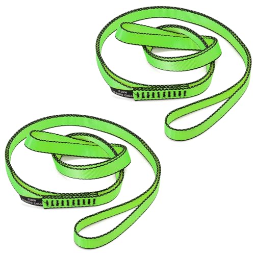 18MM Nylon Climbing Sling Runner 23KN CE2008/EN566 Strong Webbing Straps for Rock Climbing,Mountaineering, Rappelling, Swing, Yoga Hammock etc - color: Green, size: 120cm/ 48inch |Pack of 2