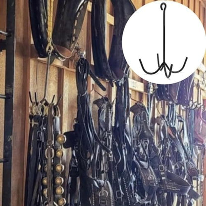 Tack Hooks for Barn 4 Prong Equestrian Gear Organizer Rack | 2 Pieces Tack Hangers for Workshop Garage Utility Room Stable Barn Trailer Stall Fence Rail