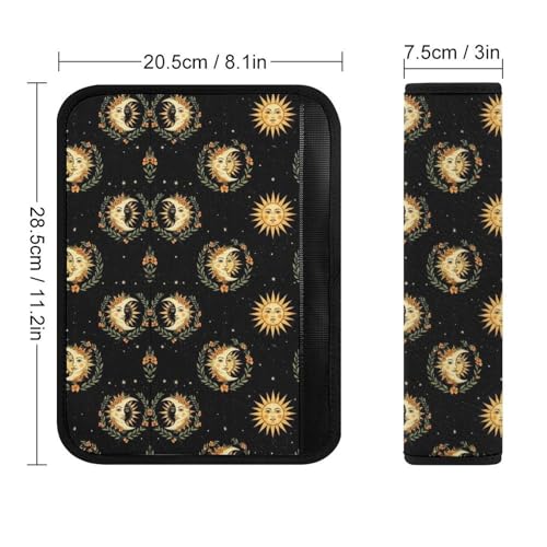 1 Pair Black Sun Moon Pattern Car Seat Straps Shoulder Pads Soft Padded Harness Pads Strap for Adult Use, Stroller Pushchair High Chair, Comfortable Driving - color: Pattern 1143