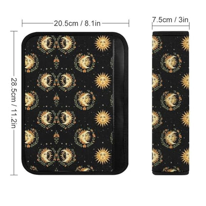 1 Pair Black Sun Moon Pattern Car Seat Straps Shoulder Pads Soft Padded Harness Pads Strap for Adult Use, Stroller Pushchair High Chair, Comfortable Driving - color: Pattern 1143