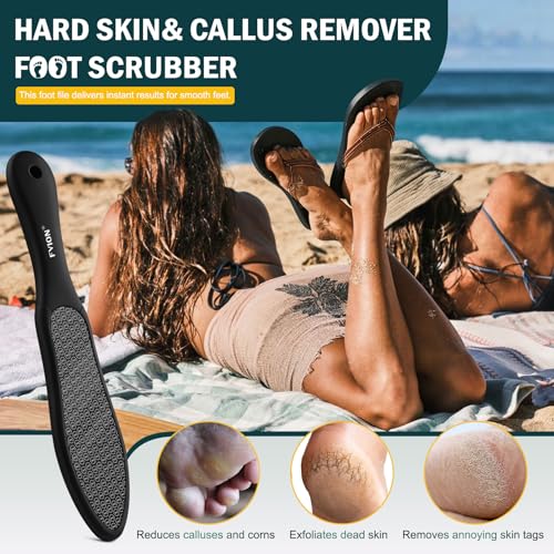 FVION Double-Sided Nano Glass Foot File for Callus Remover - Highly Effective Hard and Dead Skin Remover for Cracked Heels and Dry Skin (Black) - color: Black