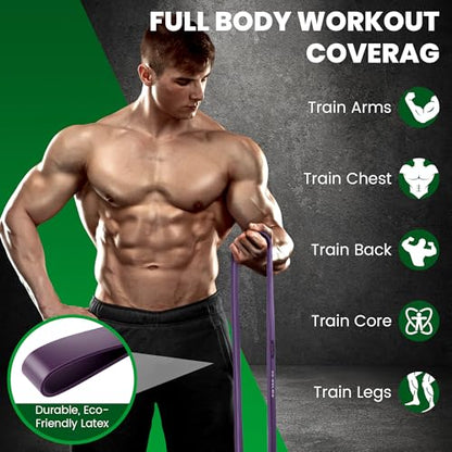 Resistance Bands – Heavy Duty Pull Up Assistance Bands and Powerlifting Exercise Bands Set for Men & Women, Home Fitness, Body Stretching, Strength Training, and Physical Therapy