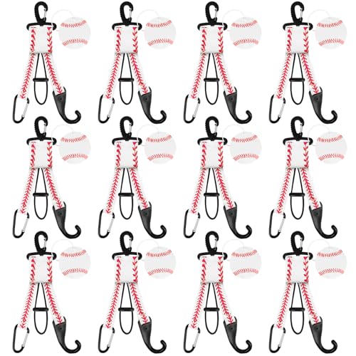 Baseball Dugout Organizer Softball Fence Hooks for Bag Backpack Glove Helmet Water Bottle Baseball Team Gifts for Coach Mom with DIY Name Luggage Tags - color: white baseball