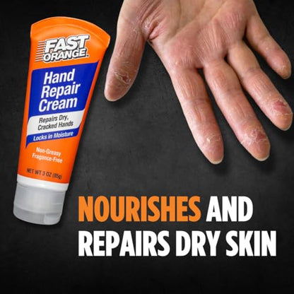 Fast Orange Hand Repair Cream, Repairs Dry & Cracked Hands after Heavy-Duty Automotive Work, On-the-go Compact Size 3oz, Non-Greasy and Unscented - size: 3 Fl Oz (Pack of 1), style: Hand Repair Cream
