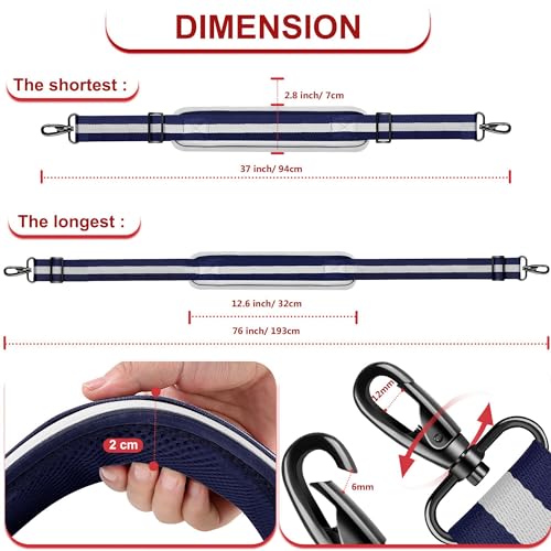 ZINZ Ultra-Thick Fixed Pad Shoulder Strap 76-inch Universal Bag Strap with Breathable Cushion and Dual Balanced Adjustable Buckles for Laptop Bag Luggage Messenger Bag Crossbody etc -Stripe-BuWBu - color: Stripe-buwbu