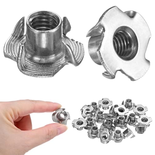 M METERXITY 20-Pack M8x11mm T-nut, 4-Pronged Tee Nut Threaded Insert | Stainless Steel, for Wood, Rock Climbing Holds, Furniture, Corrosion Resistant Fasteners - size: M8x11mm