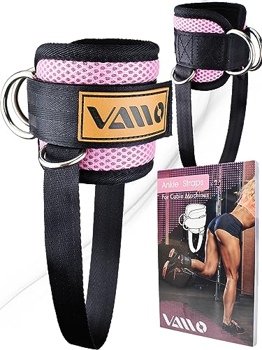 VAIIO Ankle Straps for Cable Machines,Adjustable Comfort fit Neoprene, Reinforce Double D-Ring - Premium Ankle Cuffs to Improve Abdominal Muscles, Lift The Butts, Tone The Legs for Men & Women - color: Pink
