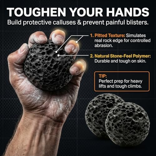 Callus Ball for Hand - Hand Grip Strengthener, Porous Moon Grip Ball Callus Rock Portable Rock-Solid Hands Trainer Anti-Sweat Skin Conditioning Tool for Deadlifts Bouldering