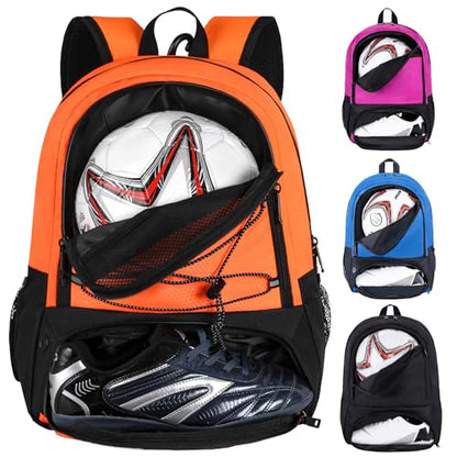 Himal Outdoors Soccer Backpack, Separate Cleat Compartment | Football,Volleyball,Handball,nylon fabrics,lightweight - color: Orange