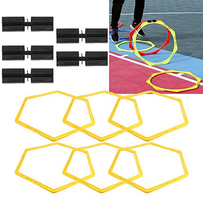 Outroad Speed Agility Training Ladder Rings Set,6Pcs Agile Ring Polygon Physical Training Hexagonal Step Suit Football Equipment