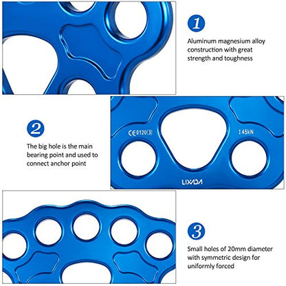 Lixada Paw Rigging Plate 45KN 8/15 Holes Large Anchor Multipliers Connector Gear for Aerial Dance & Rock Climbing