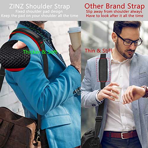 ZINZ Shoulder Strap 78" Universal Bag Strap with Ultra-Thick Fixed Padded and Dual Balanced Adjustable Buckles for Briefcase, Travel Bag, Sports Bags, Laptop Bag, Crossbody Bag - Wine Edge - color: Wine Edge