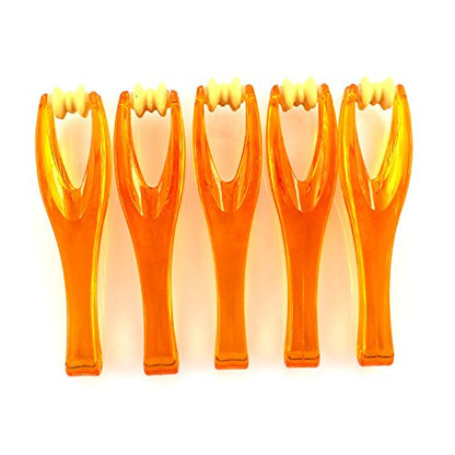 YPY 2 Pieces Orange Finger Joints Massager Hand Handheld Blood Circulation Tool Stress Relief Plastic Care Relax Double Rubber Roller Massage (2)