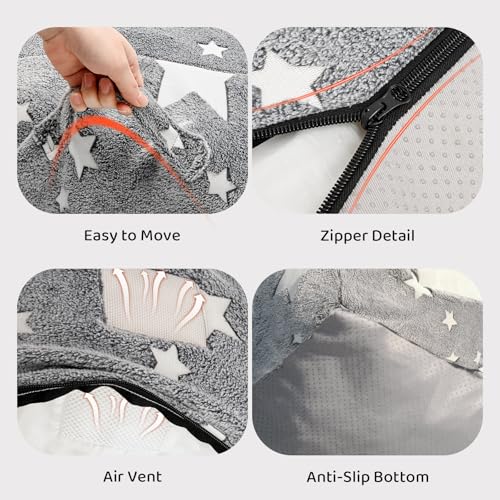 Crash Pad for Kids 3x4 Ft-Sensory Pad with 25D Shredded Foam&Removable Washable Cover,Soft Dutch Velvet Star Design,Non-Slip Sensory Mat for Autism,ADHD,Playroom