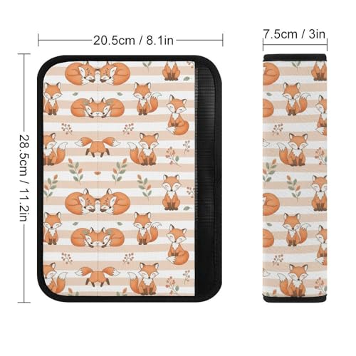 Breathable Car Seat Belt Pad for Girls and Boys, Stroller Pushchair High Chair, 2PCS Cute Fox Wild Animal Shoulder Harness Cover Easy Install (No Tool) - color: Pattern 1097