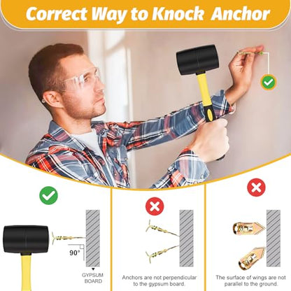 Kadrick 420Pcs Self Drilling Drywall Anchors with Screws Assortment，Zinc Plated,2025 Upgraded Hollow Wall 2 Sizes Anchors and 4 Sizes Screws Kit, Easy Application No Drill or Holes in Wall - size: 420Pcs 6Size Kit