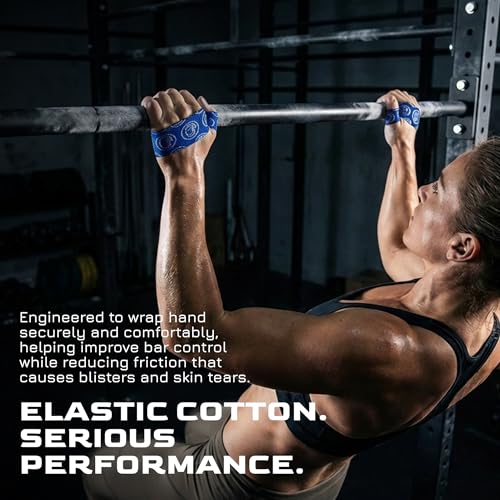 Weightlifting Hook Grip Tape 23ft Roll – 100% Elastic Sweat & Chalk Proof Thumb Tape for Crossfit, Gym, Weightlifting, Pull Ups, Gymnastics, Rowing & Multi-Sport Grip Protection - 6 Pack (Blue)