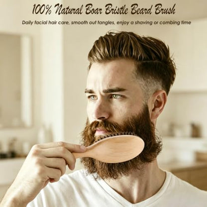 100% Boar Bristle Hair Brush for Thin Fine Hair, Shine & Frizz Control | Handmade Wooden Slick Back Brush Gently Smooth Polish Dry Damaged Hair for Women & Men, Minimize Flyaways, Reduce Breakage