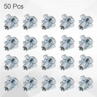 HARFINGTON M4x11.5mm T-Nuts 4 Pronged Tee Nut 0.57" x 0.45" Fully Thread Carbon Steel Inserts for Wood, Rock Climbing Holds, Cabinetry, Furniture 50pcs - size: M4x11.5mm