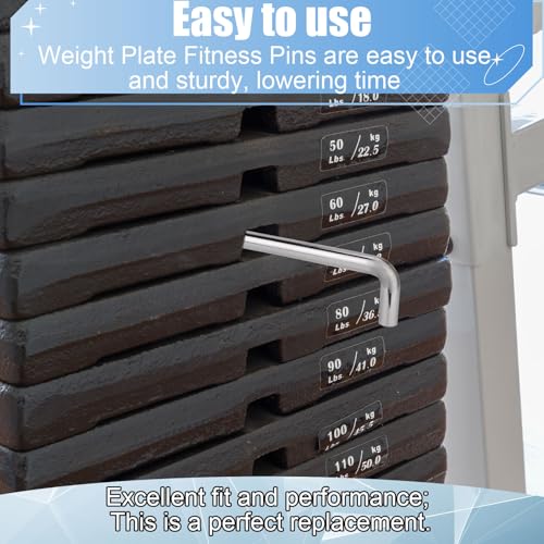 Gosknor 2pcs L Shaped Weight Stack Pins, Carbon Steel 3/8in Diameter 6in Loading Pin Tensile Weight Stack Extender Pin Weight Machine Selector Rod Perfect Fitness Equipment Accessories