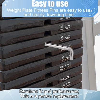 Gosknor 2pcs L Shaped Weight Stack Pins, Carbon Steel 3/8in Diameter 6in Loading Pin Tensile Weight Stack Extender Pin Weight Machine Selector Rod Perfect Fitness Equipment Accessories