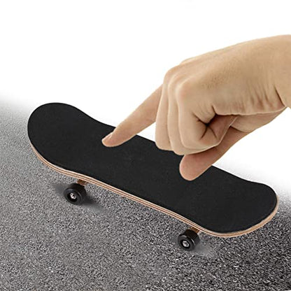 Gavigain 1Pc Wooden Fingerboard Maple Wooden Alloy Fingerboard Finger Skateboards with Box Reduce Pressure Kids Gifts(Black)