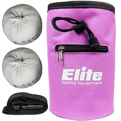 Elite Sportz Equipment Chalk Bag for Rock Climbing with 2 Chalk Balls– Leak Proof Drawstring & Secure Zipper Pocket