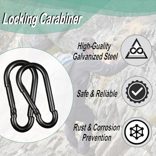 Heavy Duty Spring Snap Hook Carabiners, Galvanized Steel Quick Links, Spring Clips in Black & Silver, Multiple Sizes: 1.6Inch/2Inch/2.4Inch/3Inch/4Inch, for Swing Hammock Camping Keychain Outdoor - size: M4-120PCS, style: Black