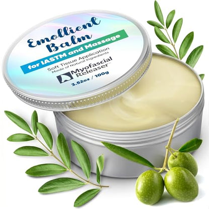 Myofascial Releaser Emollient Balm for IASTM & Gua Sha – Non-Greasy Massage Balm for Tool Glide and Bodywork – Natural, Hypoallergenic, Unscented Massage Balm Alternative to Oil (100g) - color: 100g